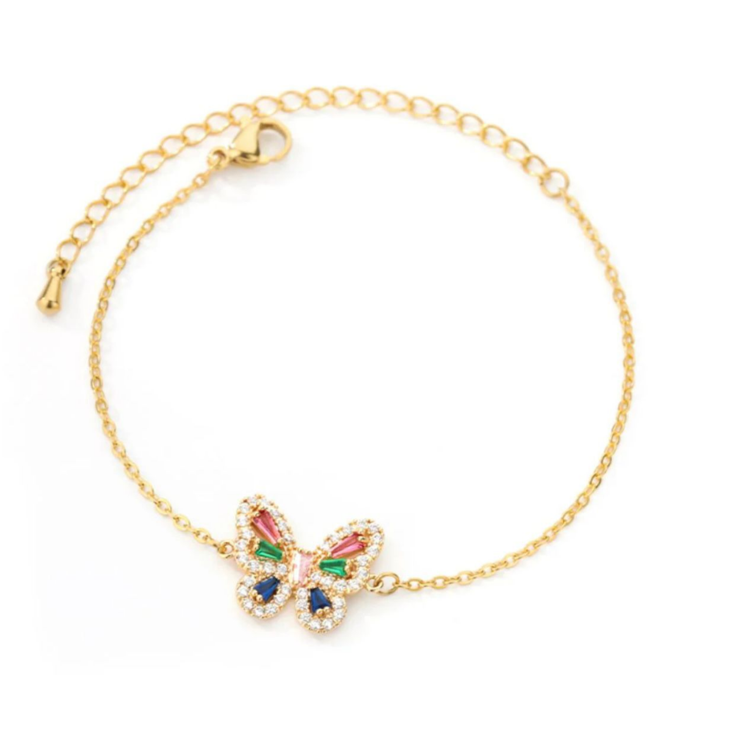 Gourmette papillon multicolore-acier inoxydable