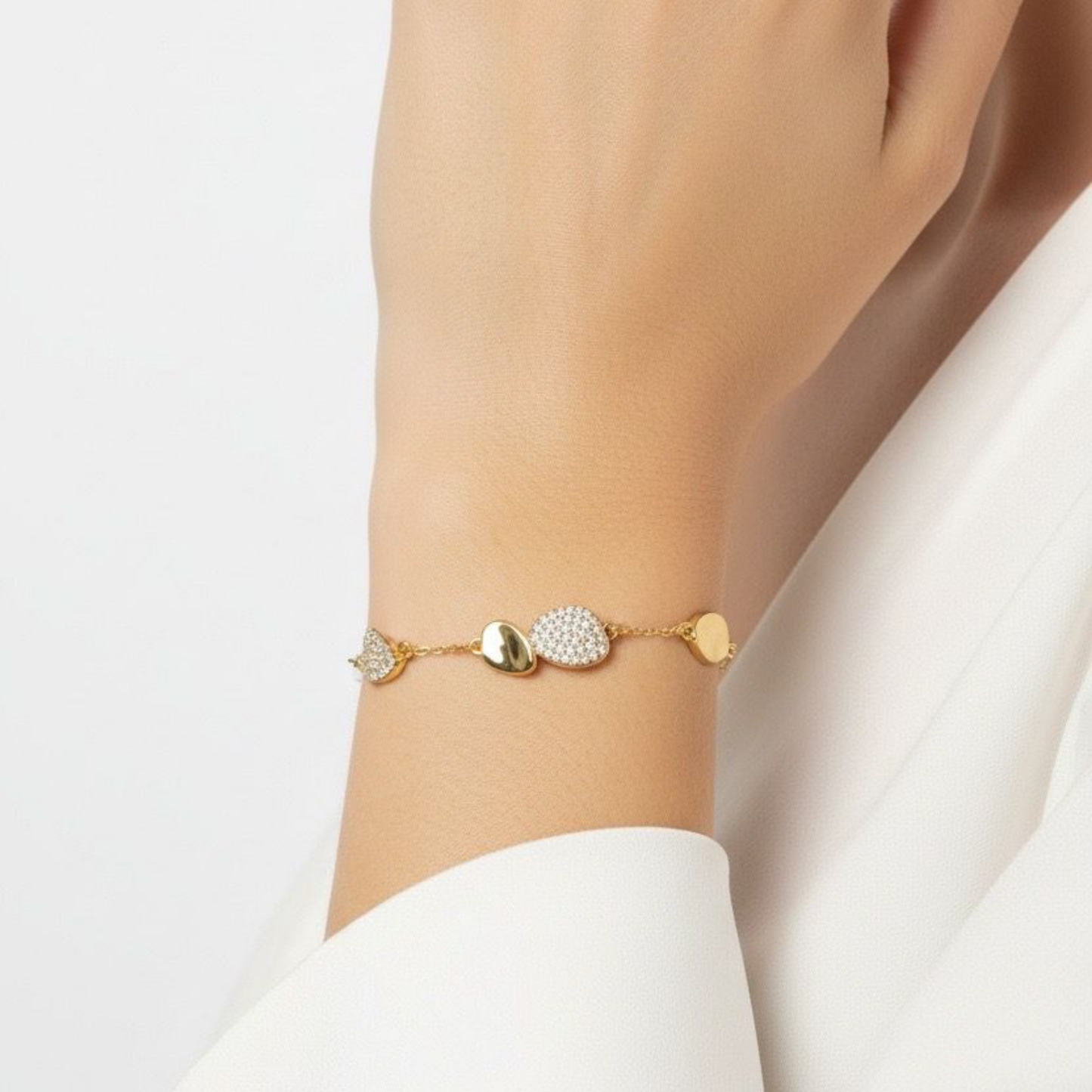 Gourmette Gouttes d’or - acier inoxydable
