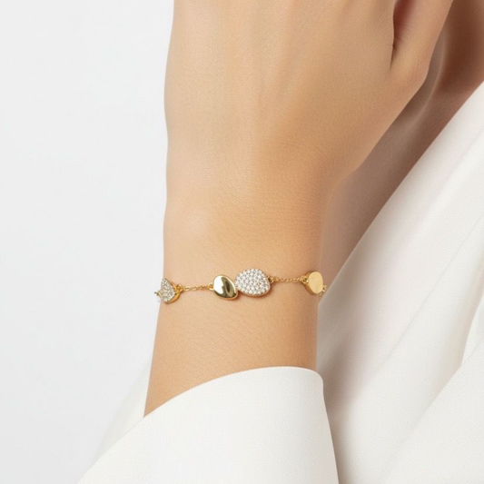 Gourmette Gouttes d’or - acier inoxydable